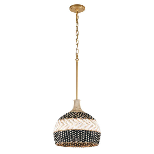 Crystorama Zanzibar 3 Light Pendant, Soft Gold/Rattan/Black - ZAN-9003-SG-MK