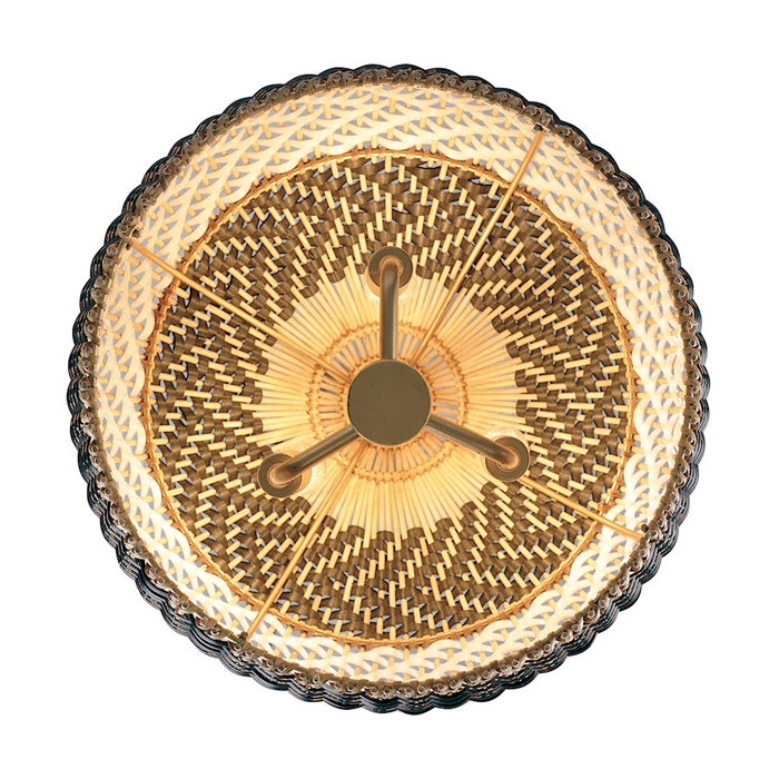 Crystorama Zanzibar 3 Light Pendant, Soft Gold/Rattan/Black