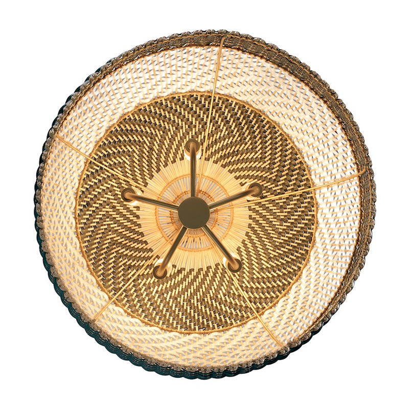 Crystorama Zanzibar 5 Light Pendant, Soft Gold/Rattan/Black