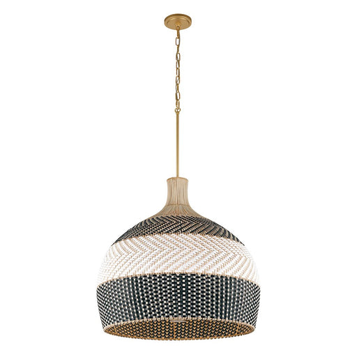 Crystorama Zanzibar 6 Light Pendant, Soft Gold/Rattan/Black - ZAN-9006-SG-MK