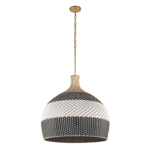 Crystorama Zanzibar 6 Light Pendant, Soft Gold/Rattan/Black