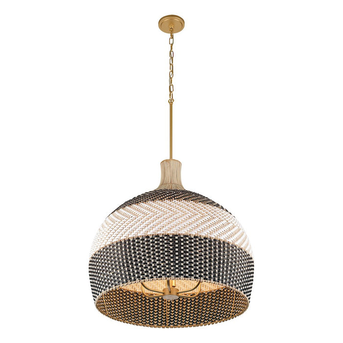 Crystorama Zanzibar 6 Light Pendant, Soft Gold/Rattan/Black