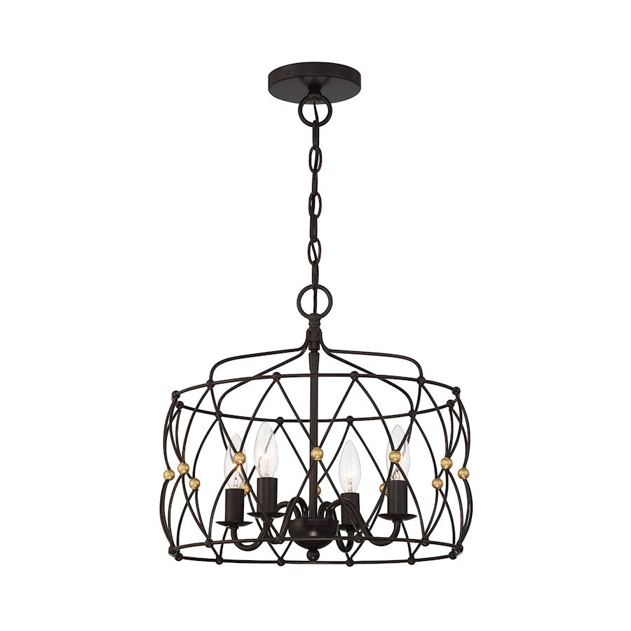 Crystorama Zucca 4 Light Lantern, English Bronze/Antique Gold