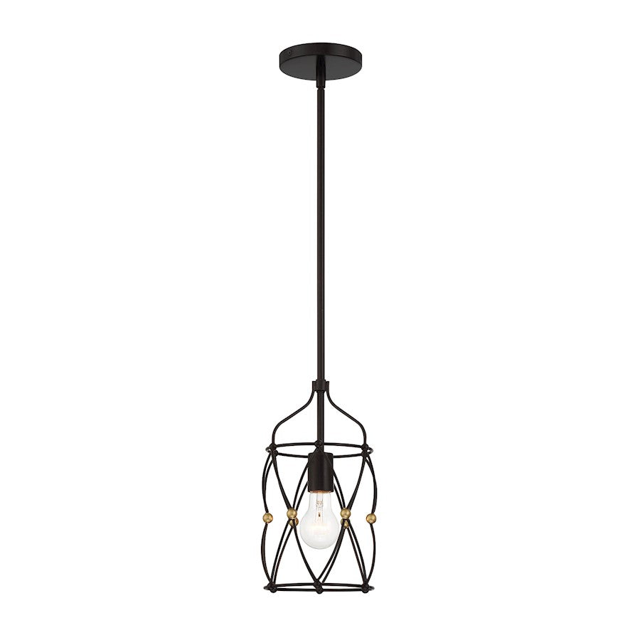 Crystorama Zucca 1 Light Pendant, English Bronze/Antique Gold