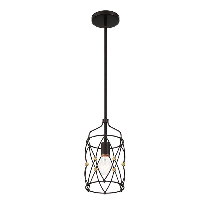 Crystorama Zucca 1 Light Pendant, English Bronze/Antique Gold