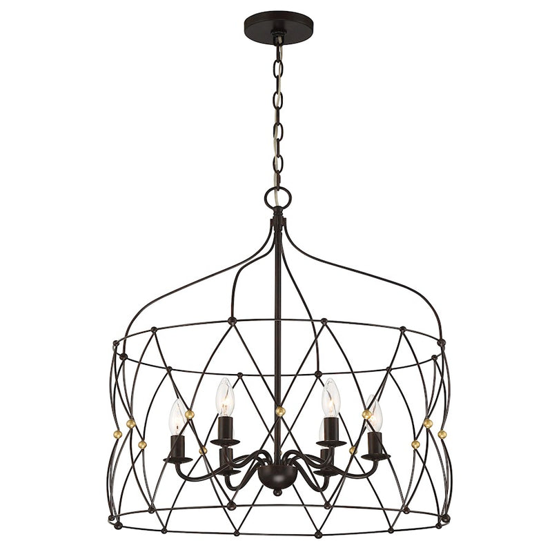 Crystorama Zucca 6 Light Lantern, English Bronze/Antique Gold
