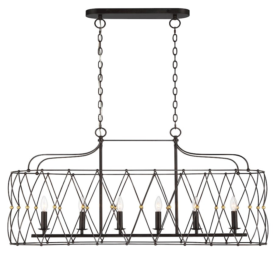 Crystorama Zucca 6 Light Chandelier, English Bronze/Antique Gold