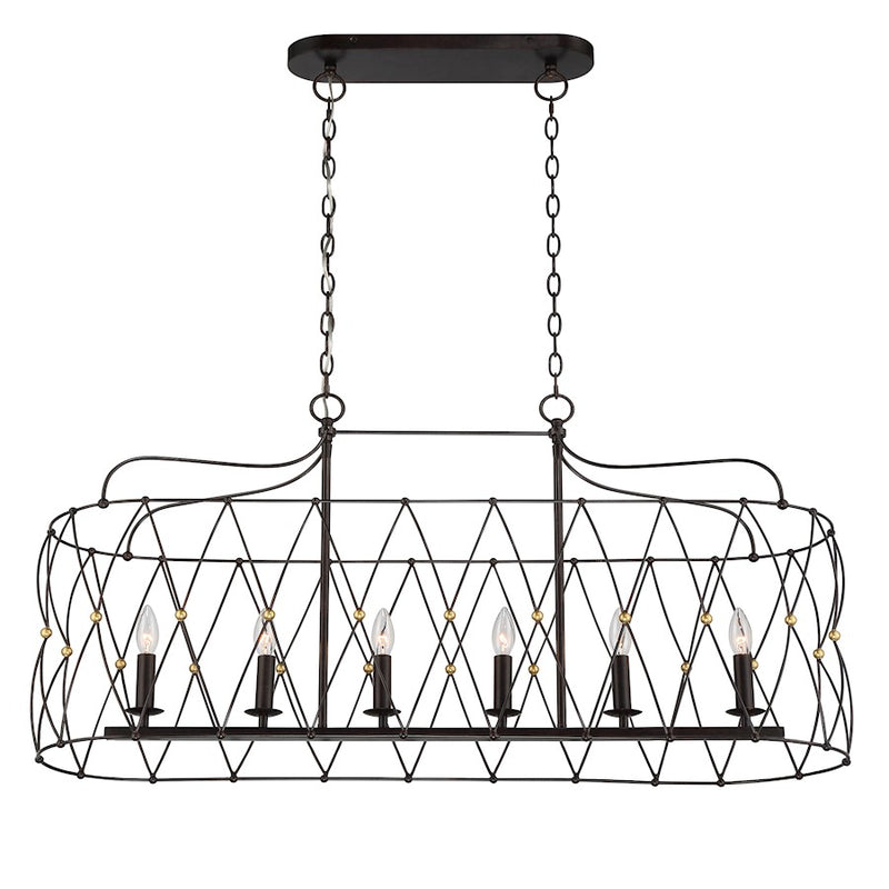 Crystorama Zucca 6 Light Chandelier, English Bronze/Antique Gold
