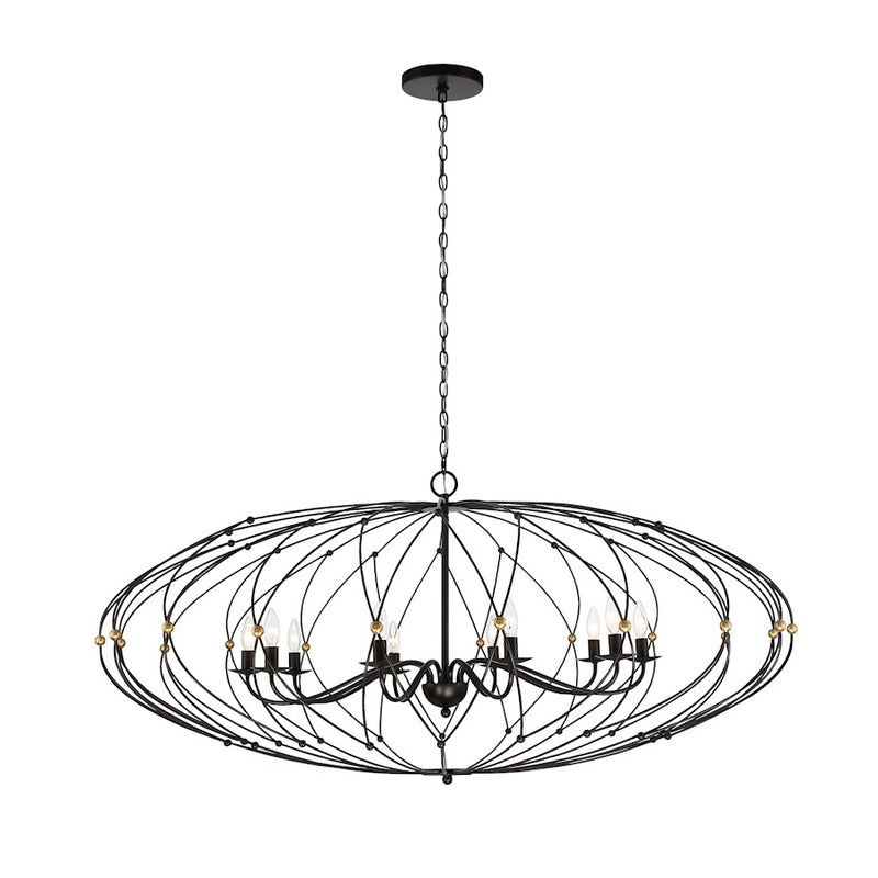 Crystorama Zucca 10 Light Chandelier, Bronze/Gold