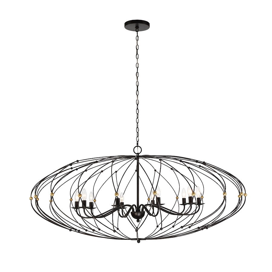 Crystorama Zucca 10 Light Chandelier, Bronze/Gold