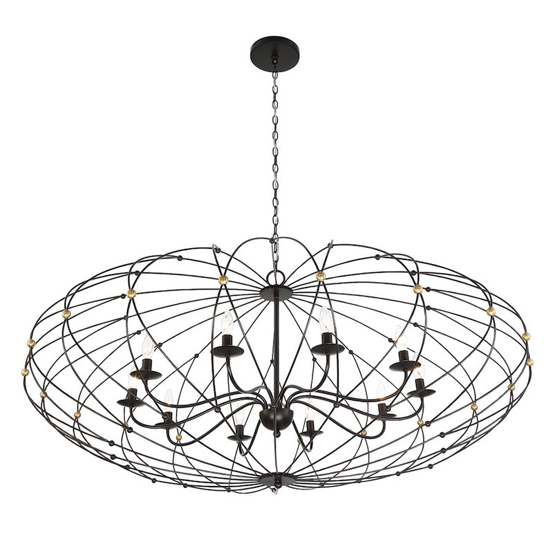 Crystorama Zucca 10 Light Chandelier, Bronze/Gold