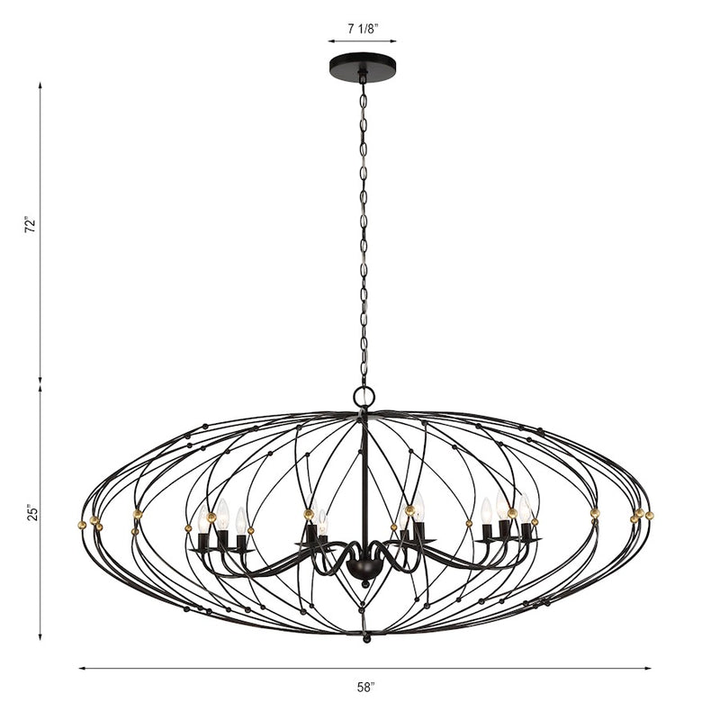 Crystorama Zucca 10 Light Chandelier, Bronze/Gold