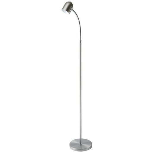 Dainolite 53in LED Floor Lamp | Satin Chrome Metal with Polished Chrome Accents | Living Room & Reading Nook | 400 Lumens, 3000K | Model 123LEDF-SC