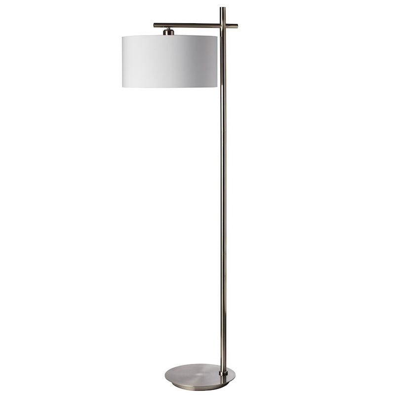 Dainolite 131F-SC 1-Light Floor Lamp | Satin Chrome and White Linen Shade | Living Room & Bedroom Reading Light | 62 in H, Dimmable | Model 131F-SC
