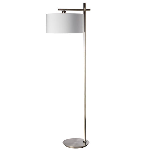 Dainolite 131F-SC 1-Light Floor Lamp | Satin Chrome and White Linen Shade | Living Room & Bedroom Reading Light | 62 in H, Dimmable | Model 131F-SC