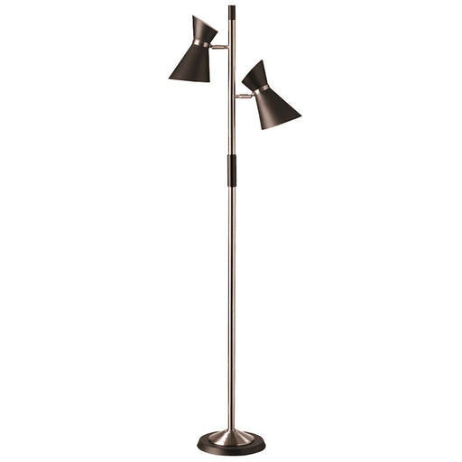 Dainolite 1680F 2-Light Floor Lamp | Mid-Century Modern Matte Black Steel and Polished Chrome | Living Room & Reading Nook | 14 x 10 x | Model 1680F-BK-PC