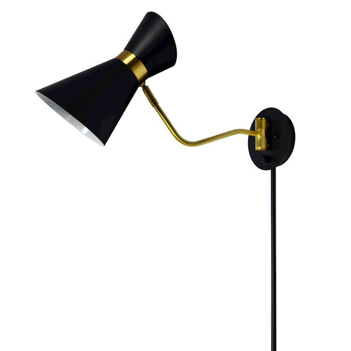 Dainolite Cameron 1681W 22in 1-Light Wall Lamp | Black and Vintage Bronze Steel Swing Arm | Living Room & Bedroom Reading Light | Model 1681W-BK-VB