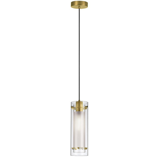 Dainolite Pasha 1-Light Pendant | Aged Brass and Clear/Frosted Glass | Kitchen Island & Dining Room | 5 x 5 x 20 in | Model 22152-CF-AGB