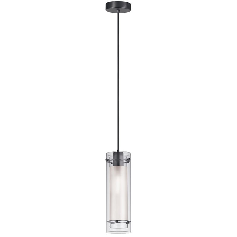 Dainolite Pasha 5in 1-Light Pendant | Modern Matte Black and Clear Frosted Glass | Kitchen Island | 5 x 5 x 20 in | Model 22152-CF-MB