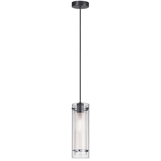 Dainolite Pasha 5in 1-Light Pendant | Modern Matte Black and Clear Frosted Glass | Kitchen Island | 5 x 5 x 20 in | Model 22152-CF-MB