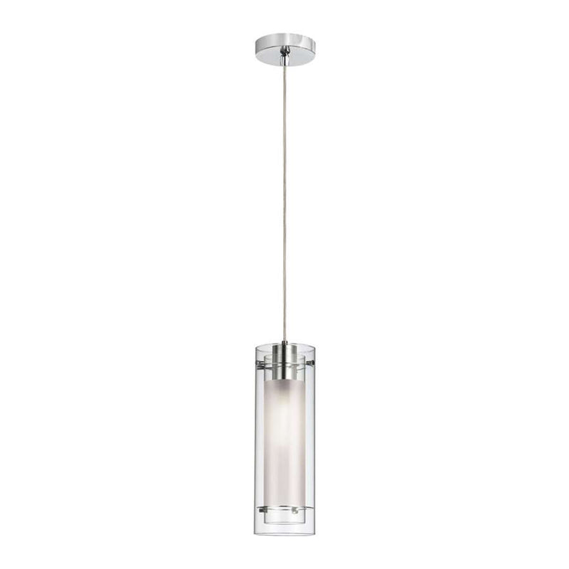 Dainolite Pasha 5in 1-Light Pendant | Modern Polished Chrome and Clear Frosted Glass | Kitchen Island | 5 x 5 x 15 in | Model 22152-CF-PC