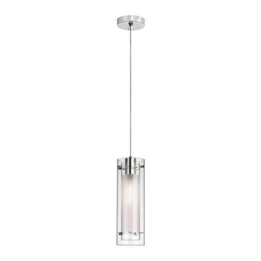 Dainolite Pasha 5in 1-Light Pendant | Modern Polished Chrome and Clear Frosted Glass | Kitchen Island | 5 x 5 x 15 in | Model 22152-CF-PC