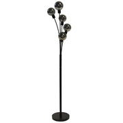 Dainolite 306F 70in 5-Light Floor Lamp | Black Metal and Smoked Glass | Living Room & Bedroom Ambient Light | 12.5 x 12.5 x 70.5 in | Model 306F-BK