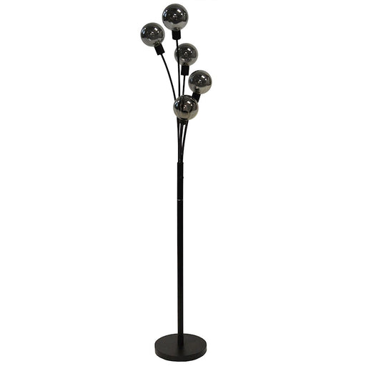 Dainolite 306F 70in 5-Light Floor Lamp | Black Metal and Smoked Glass | Living Room & Bedroom Ambient Light | 12.5 x 12.5 x 70.5 in | Model 306F-BK