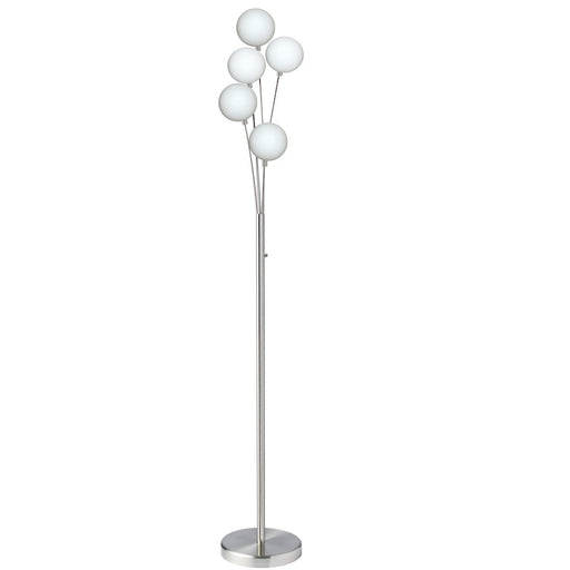 Dainolite 306F 70in 5-Light Floor Lamp | Satin Chrome Metal and White Glass | Living Room & Bedroom Ambient Light | Model 306F-SC