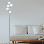 Dainolite 306F 70in 5-Light Floor Lamp | Satin Chrome Metal and White Glass | Living Room & Bedroom Ambient Light | Model 306F-SC