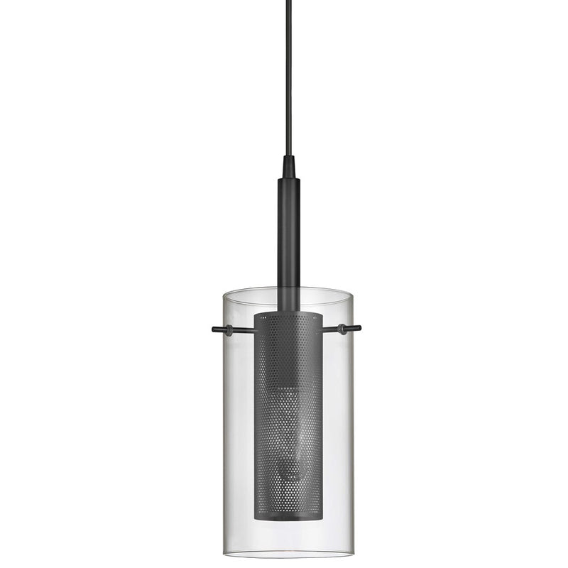 Dainolite Percy 30961-CM-MB 1-Light Pendant | Modern Matte Black and Clear Glass | Kitchen Island & Dining Room | Model 30961-CM-MB