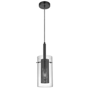 Dainolite Percy 30961-CM-MB 1-Light Pendant | Modern Matte Black and Clear Glass | Kitchen Island & Dining Room | Model 30961-CM-MB