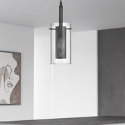 Dainolite Percy 30961-CM-MB 1-Light Pendant | Modern Matte Black and Clear Glass | Kitchen Island & Dining Room | Model 30961-CM-MB