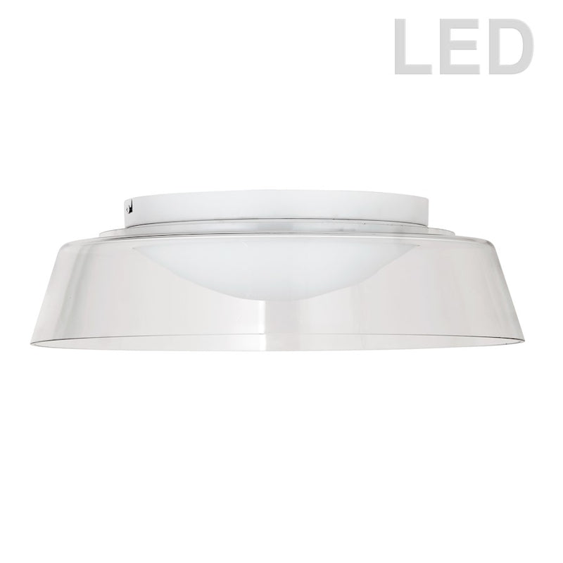 Dainolite Crawford 18in 1-Light LED Flush Mount | Contemporary Matte White and Clear Glass | Bedroom & Hallway | Model 3145-LEDFH18-CL-MW