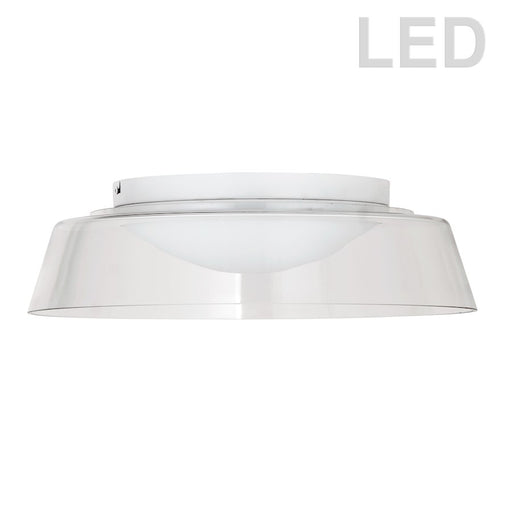 Dainolite Crawford 18in 1-Light LED Flush Mount | Contemporary Matte White and Clear Glass | Bedroom & Hallway | Model 3145-LEDFH18-CL-MW