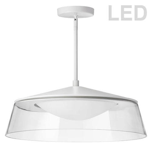 Dainolite Crawford 18in 1-Light LED Pendant | Contemporary Matte White and Clear Glass | Kitchen Island & Dining Room | Model 3145-LEDP18-CL-MW