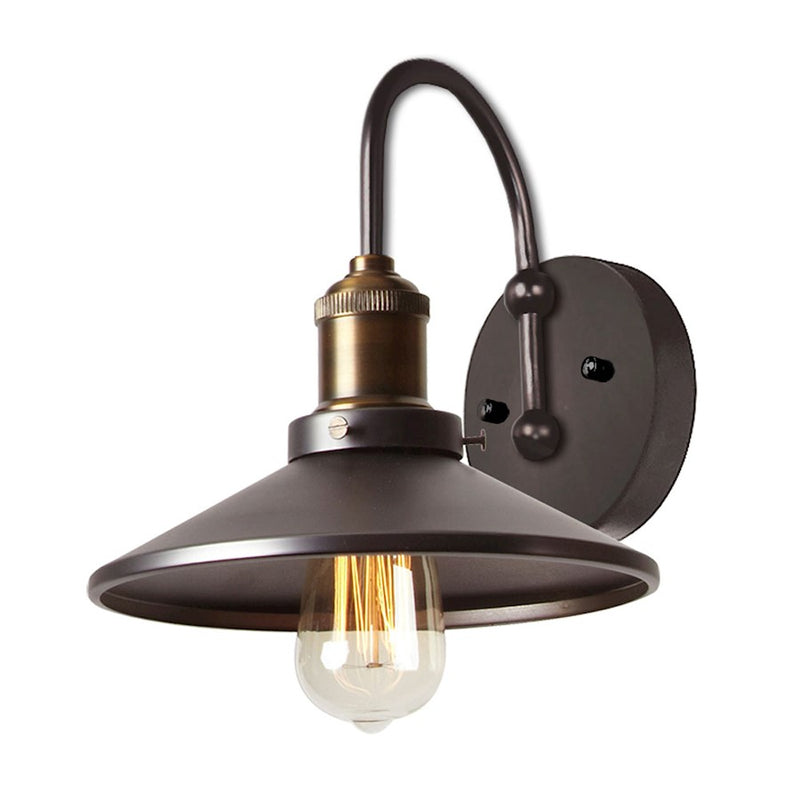 Dainolite Vintage 1-Light Wall Sconce | Industrial Vintage Steel and Antique Brass Metal | Bathroom & Living Room Accent | 9.25 x 9 x | Model 408-1W-VS