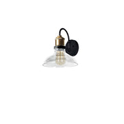 Dainolite 1-Light Wall Sconce | Black & Antique Brass with Clear Glass | Bathroom & Hallway | Damp Rated, 9.5x9x10.75 in | Model 410-61W-BAB
