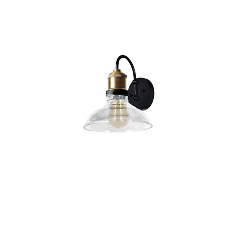 Dainolite 1-Light Wall Sconce | Black & Antique Brass with Clear Glass | Bathroom & Hallway | Damp Rated, 9.5x9x10.75 in | Model 410-61W-BAB