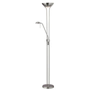 Dainolite Mother/Son 71in Floor Lamp | Contemporary Satin Chrome Steel | Living Room & Bedroom Reading Light | 1-Light + 2-Light | Model 505F-SC
