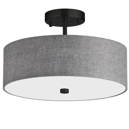Dainolite Everly 14in 3-Light Semi-Flush Mount | Transitional Grey Fabric and Matte Black | Bedroom & Hallway | Model 571-143SF-MB-GRY