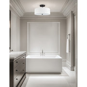 Dainolite Everly 14in 3-Light Semi-Flush Mount | Transitional White Fabric and Matte Black Metal | Bedroom & Hallway | Model 571-143SF-MB-WH