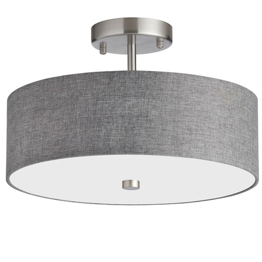 Dainolite 571 14in 3-Light Semi Flush Mount | Transitional Satin Chrome and Grey Hardback Fabric | Hallway & Bedroom Ceiling | Model 571-143SF-SC-GRY