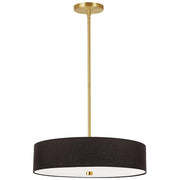 Dainolite Everly 20in 4-Light Pendant | Transitional Black and Aged Brass with Fabric Drum Shade | Kitchen Island & Dining | Model 571-204P-AGB-BK