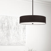 Dainolite Everly 20in 4-Light Pendant | Transitional Matte Black and Black Fabric Drum | Kitchen Island & Dining Room | Model 571-204P-MB-BK