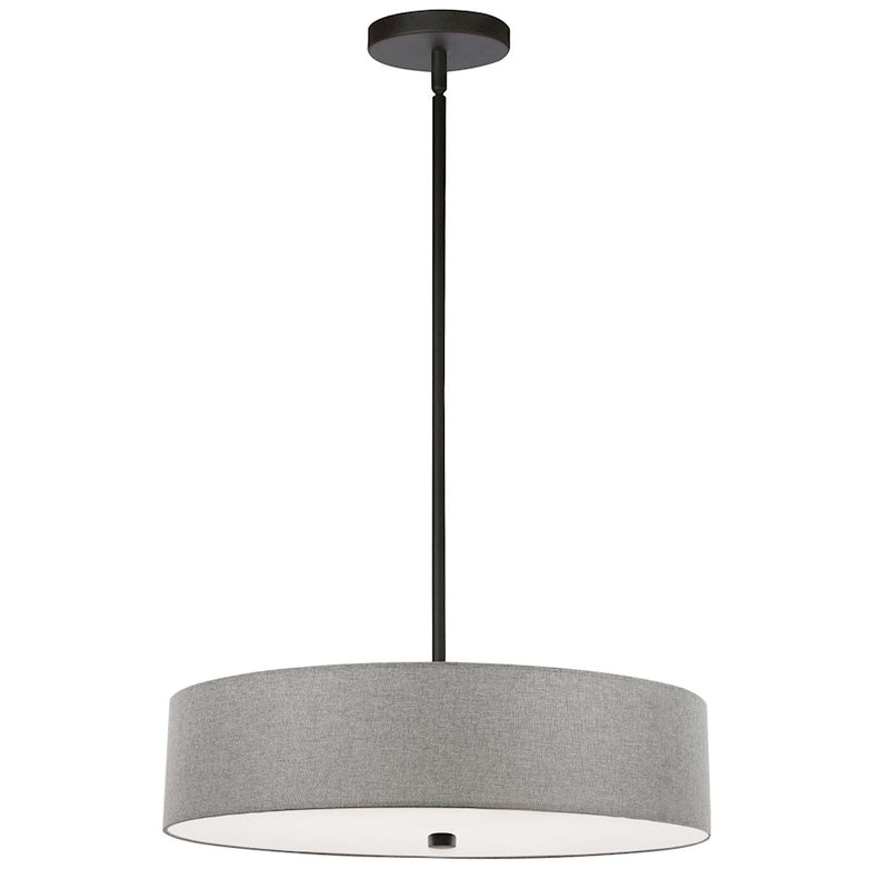 Dainolite Everly 20in 4-Light Pendant | Transitional Matte Black and Grey Fabric Drum | Kitchen Island & Dining Room | 20 x 20 x 5 | Model 571-204P-MB-GRY