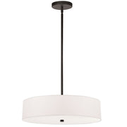 Dainolite Everly 20in 4-Light Pendant | Transitional Matte Black and White Fabric Drum | Kitchen Island & Dining Room | Model 571-204P-MB-WH