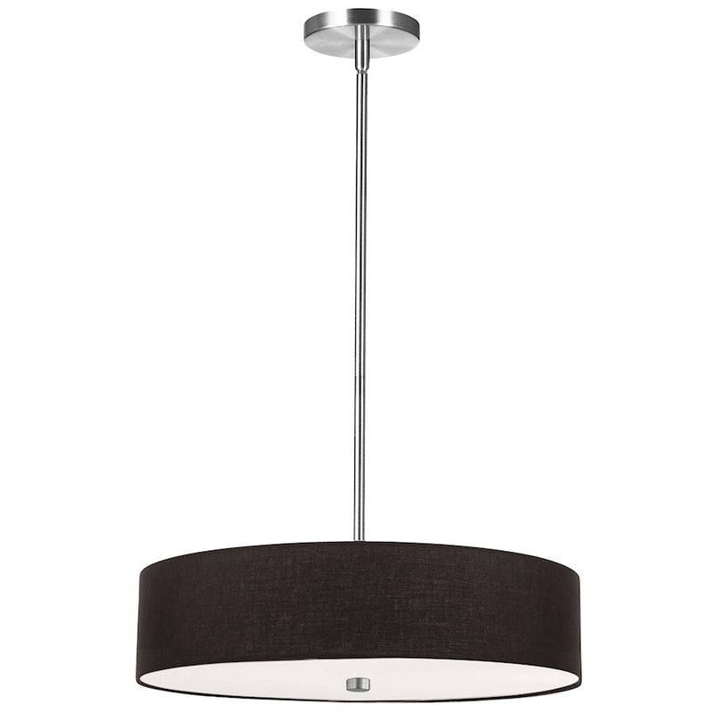Dainolite Everly 20in 4-Light Pendant | Transitional Polished Chrome and Black Fabric Drum | Kitchen Island & Dining Room | Model 571-204P-PC-BK