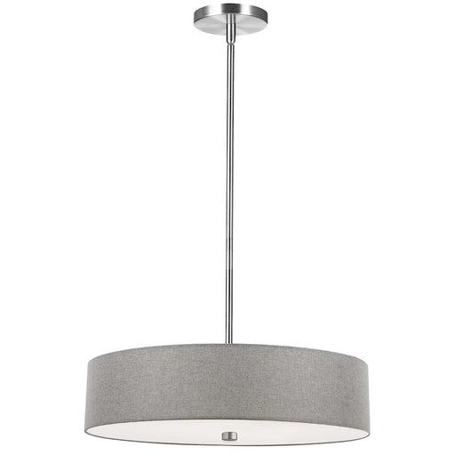 Dainolite Everly 20in 4-Light Pendant | Transitional Grey and Polished Chrome Fabric Shade | Kitchen Island & Dining Room | Model 571-204P-PC-GRY