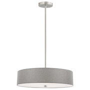 Dainolite Everly 20in 4-Light Pendant | Transitional Grey and Satin Chrome Fabric Shade | Kitchen Island & Dining Room | Model 571-204P-SC-GRY